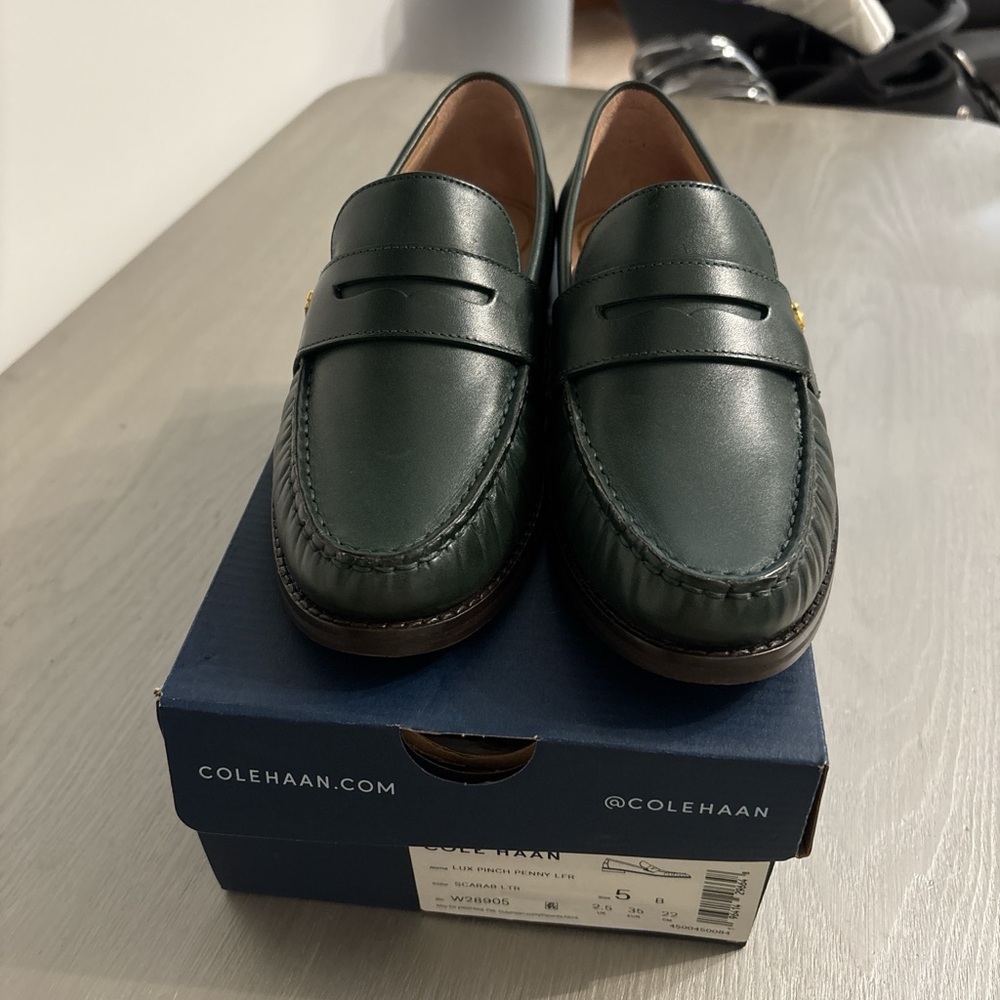 Cole Haan Lux Pinch Penny Loafers in Dark Green